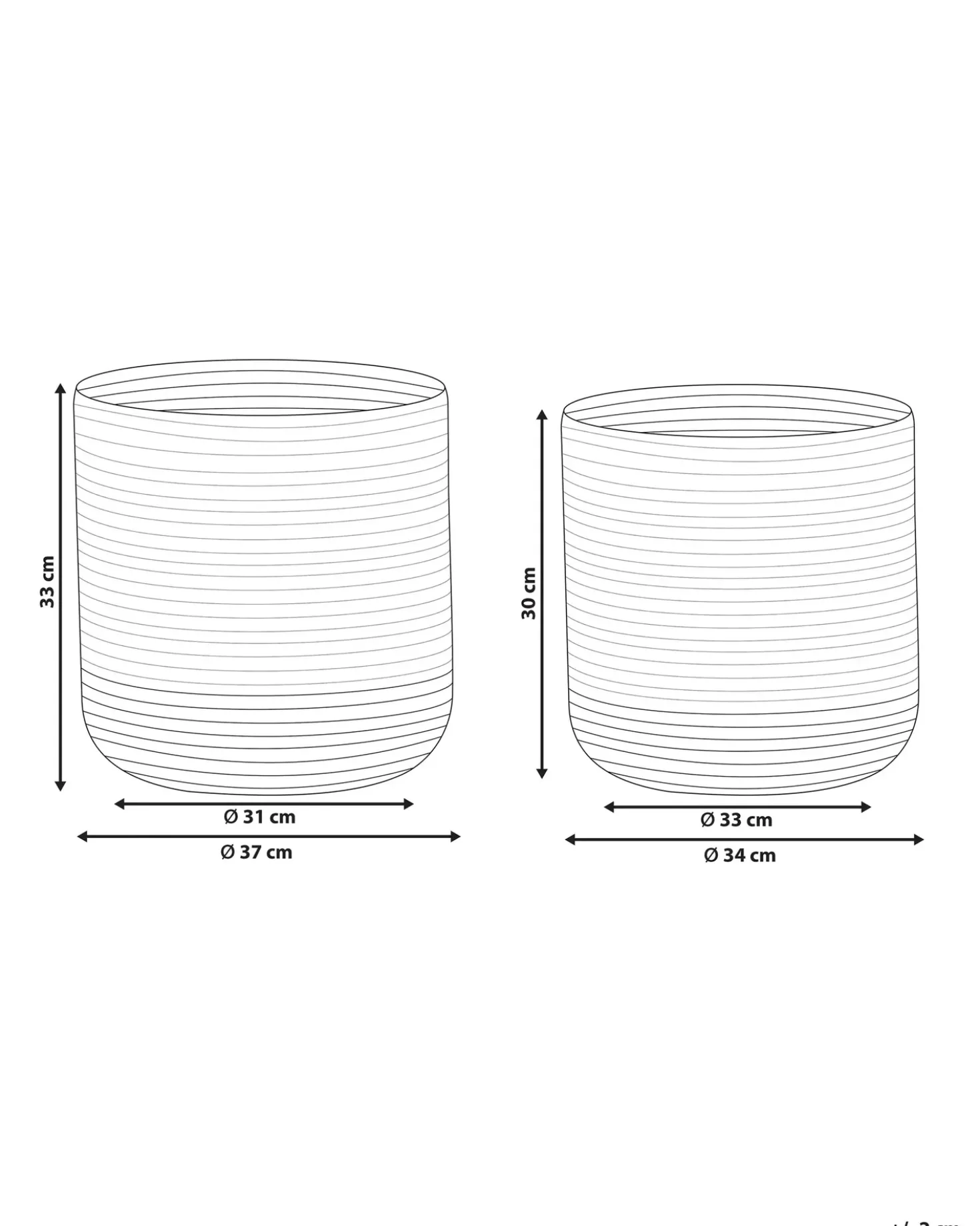 Set di 2 cestini BULANIK Iuta Bianco