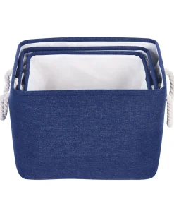 Set di 3 cestini DARQAB Cotone Blu marino
