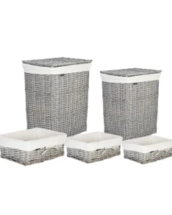 Set di 5 cestini ELLA Legno di salice Grigio 50/86 L