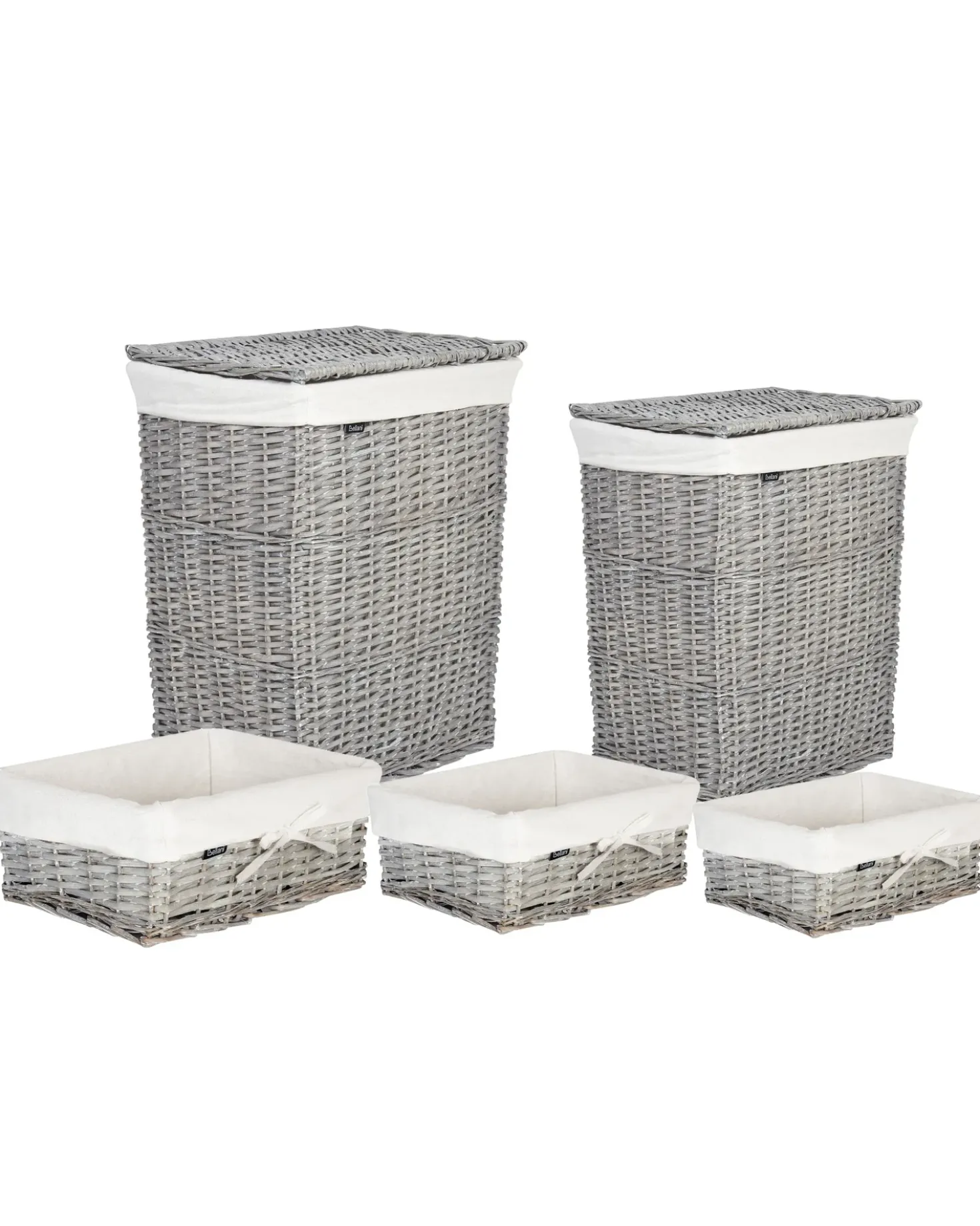 Set di 5 cestini ELLA Legno di salice Grigio 50/86 L