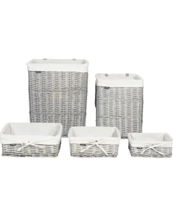 Set di 5 cestini ELLA Legno di salice Grigio 50/86 L