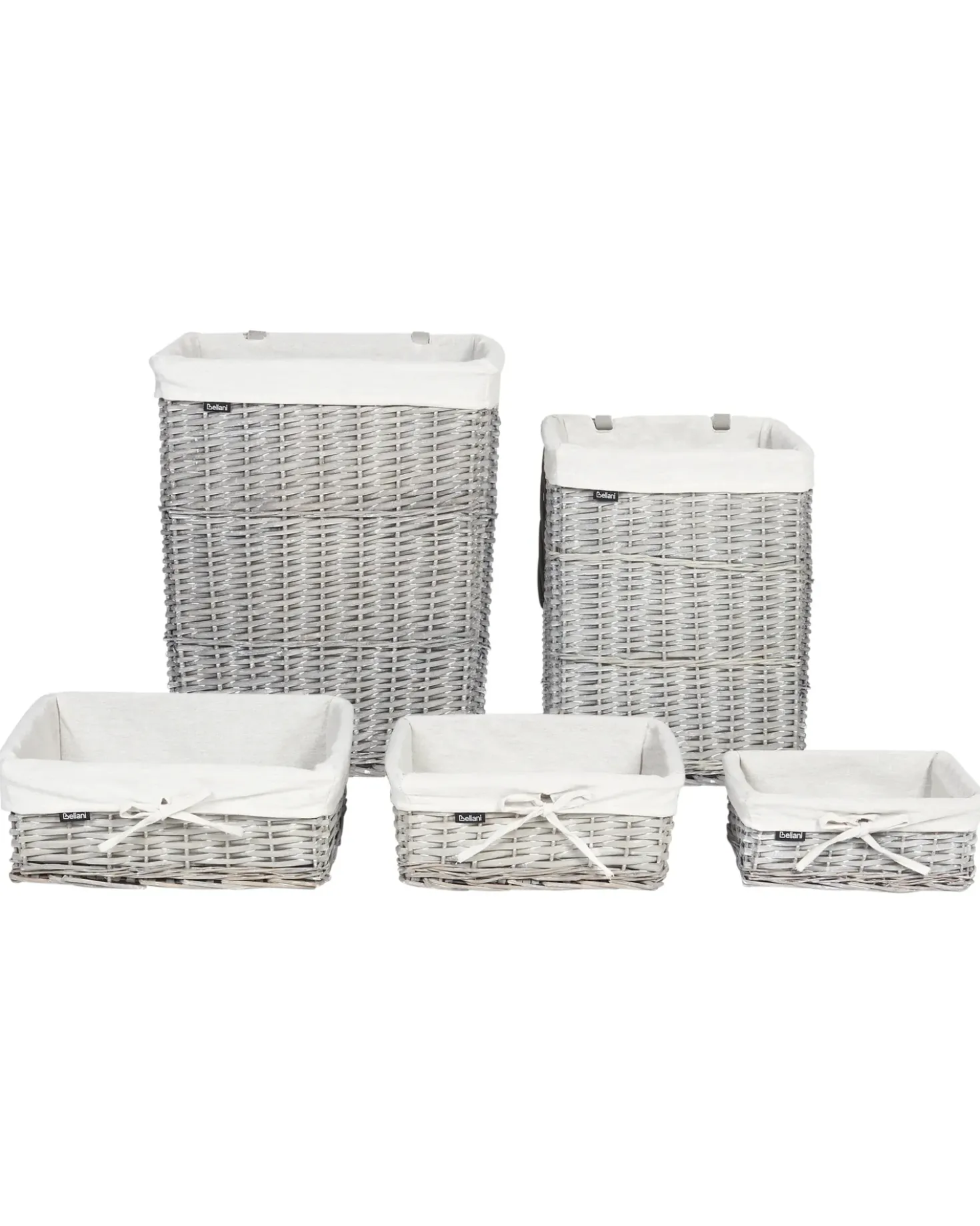 Set di 5 cestini ELLA Legno di salice Grigio 50/86 L