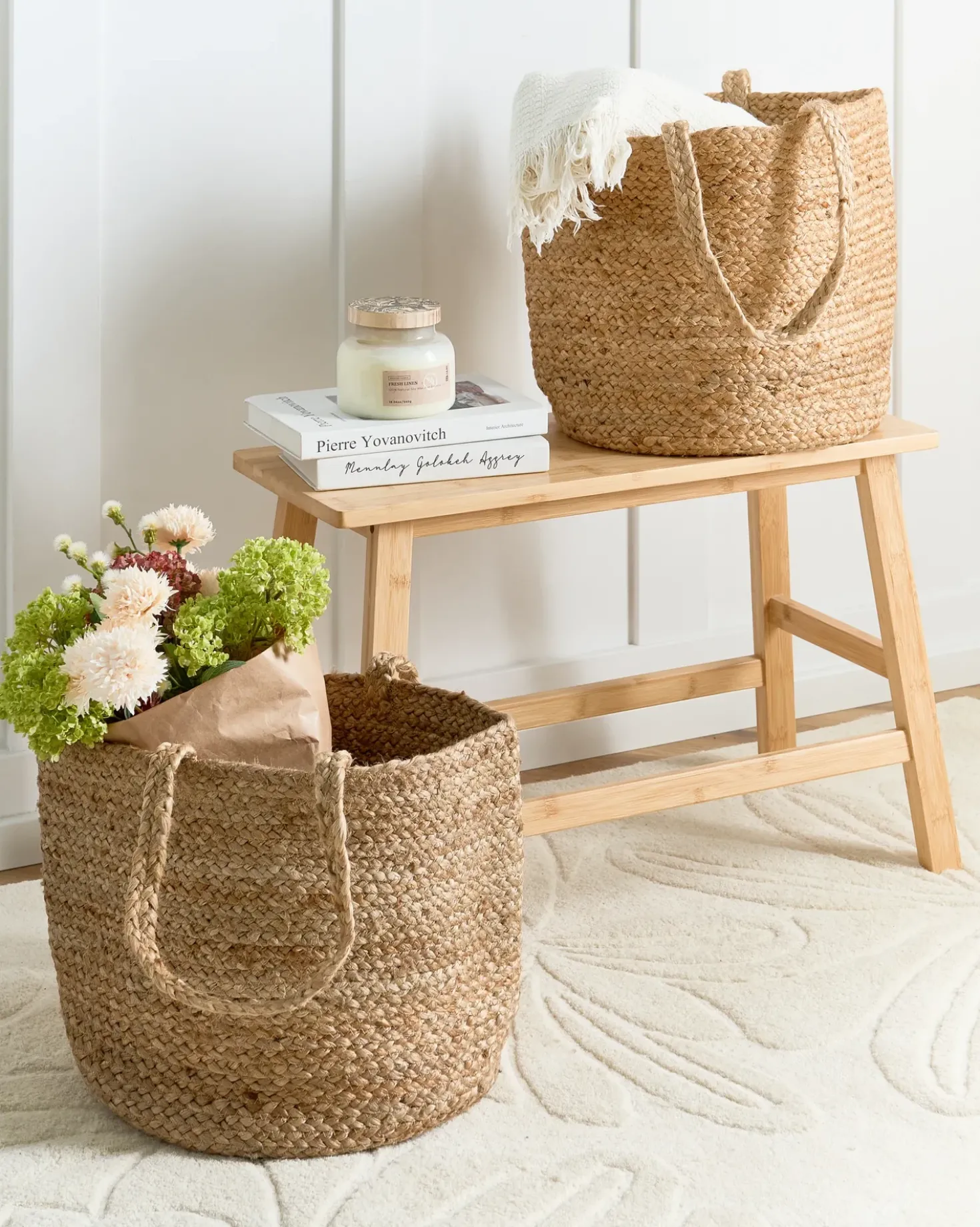 Set di 2 cestini KAELLA Iuta Beige sabbia