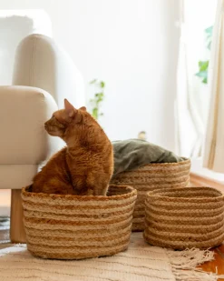 Set di 3 cestini KAHU Iuta Naturale