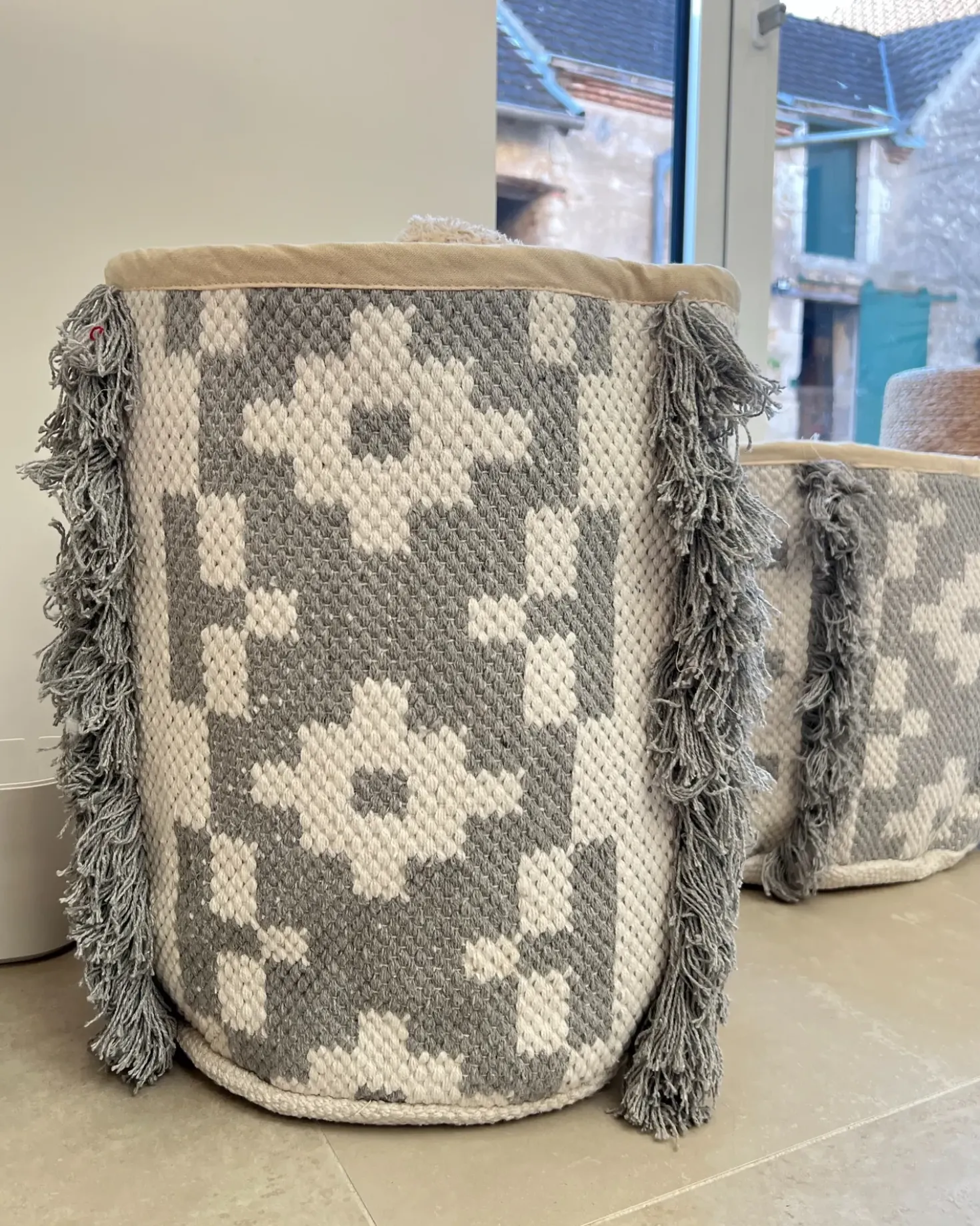 Set di 2 cestini KALAI Cotone Grigio