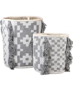 Set di 2 cestini KALAI Cotone Grigio