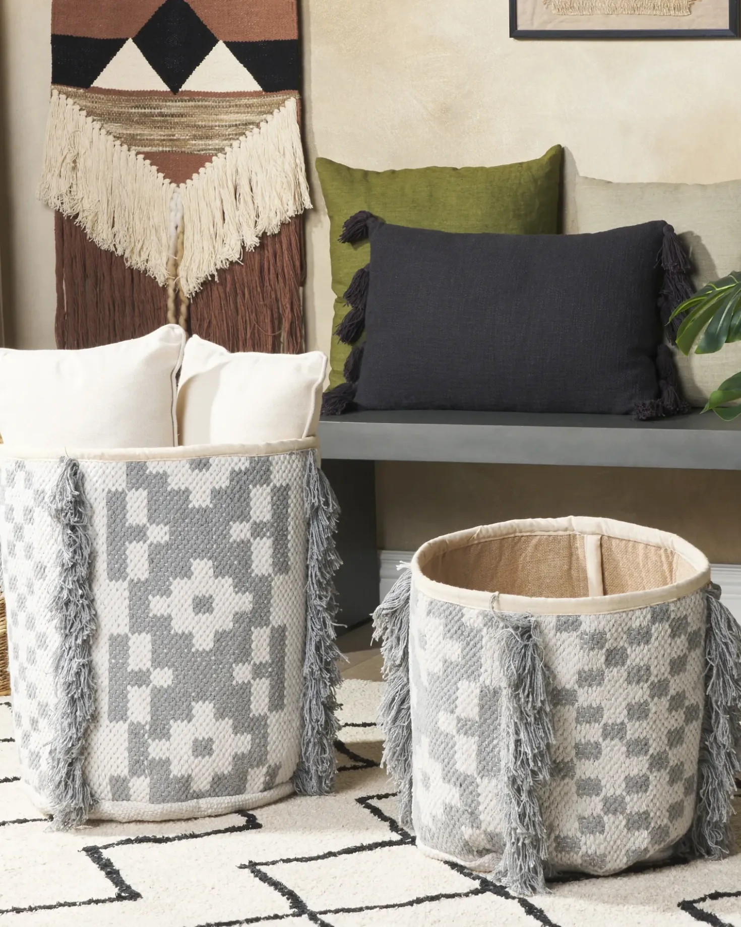 Set di 2 cestini KALAI Cotone Grigio