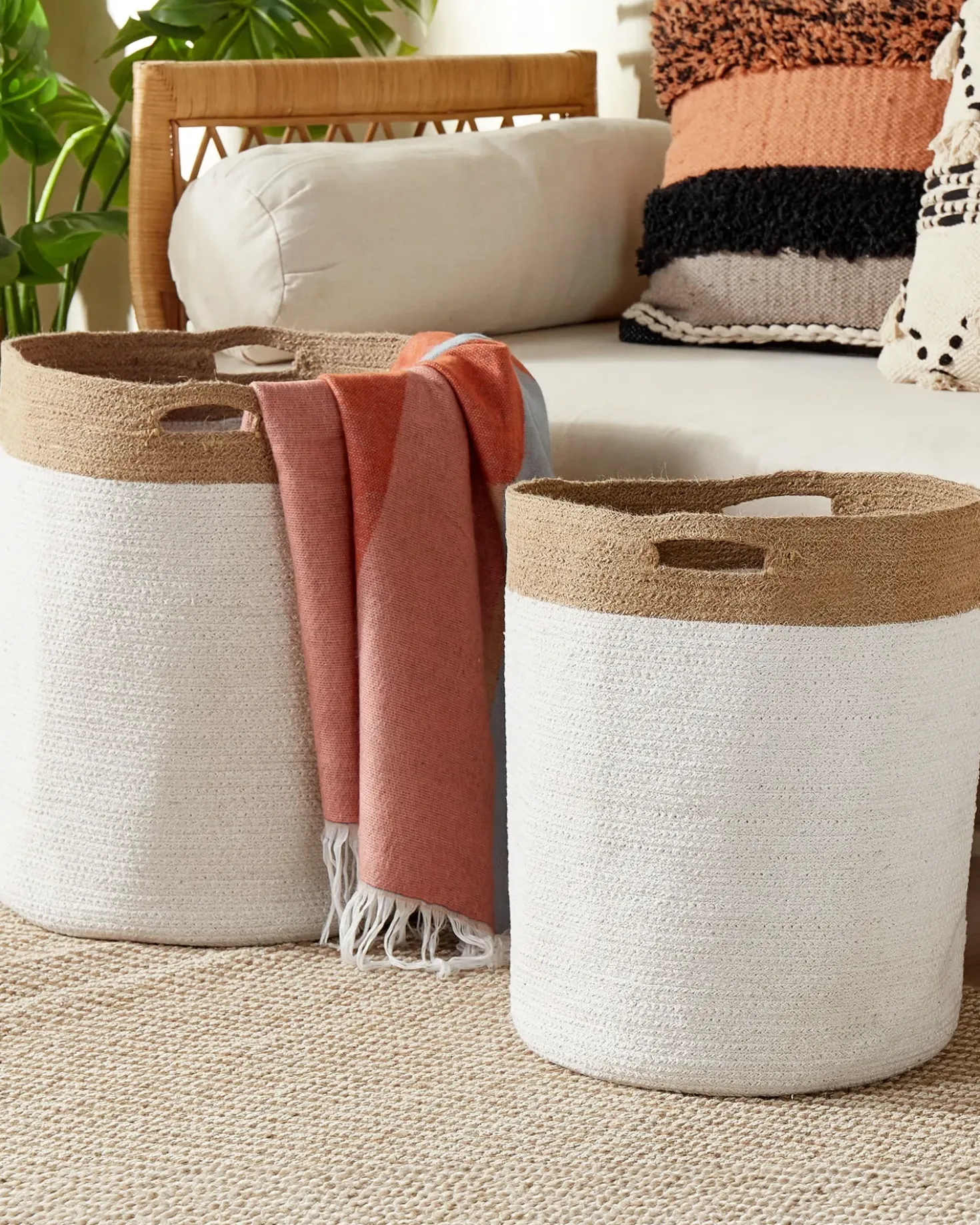 Set di 2 cestini KARDH Cotone Bianco