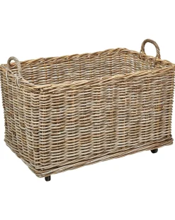 Set di 2 cestini KITIM con ruote Rattan Naturale