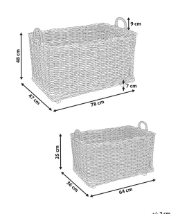 Set di 2 cestini KITIM con ruote Rattan Naturale