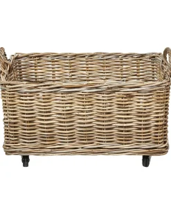 Set di 2 cestini KITIM con ruote Rattan Naturale