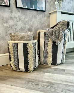 Set di 2 cestini KOTKAI Cotone Grigio