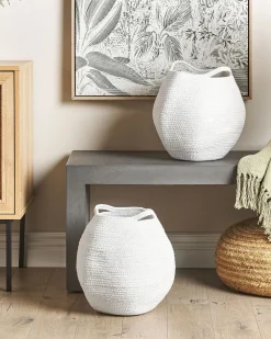 Set di 2 cestini PANJGUR Cotone Bianco