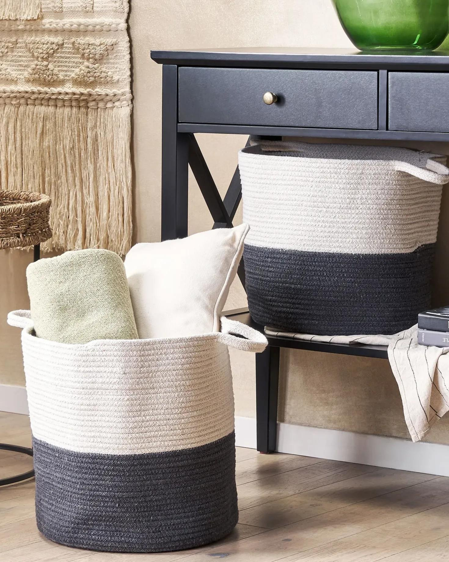 Set di 2 cestini PAZHA Cotone Nero