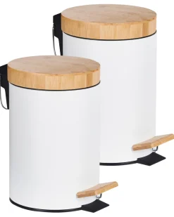 Set di 2 cestini per i rifiuti 3 L ECOSMART Metallo Bianco