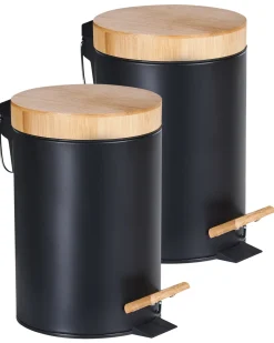 Set di 2 cestini per i rifiuti 3 L ECOSMART Metallo Nero