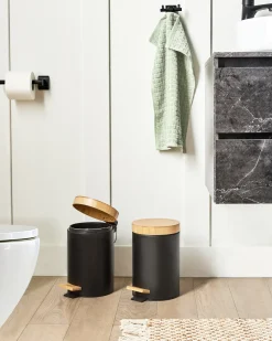 Set di 2 cestini per i rifiuti 3 L ECOSMART Metallo Nero