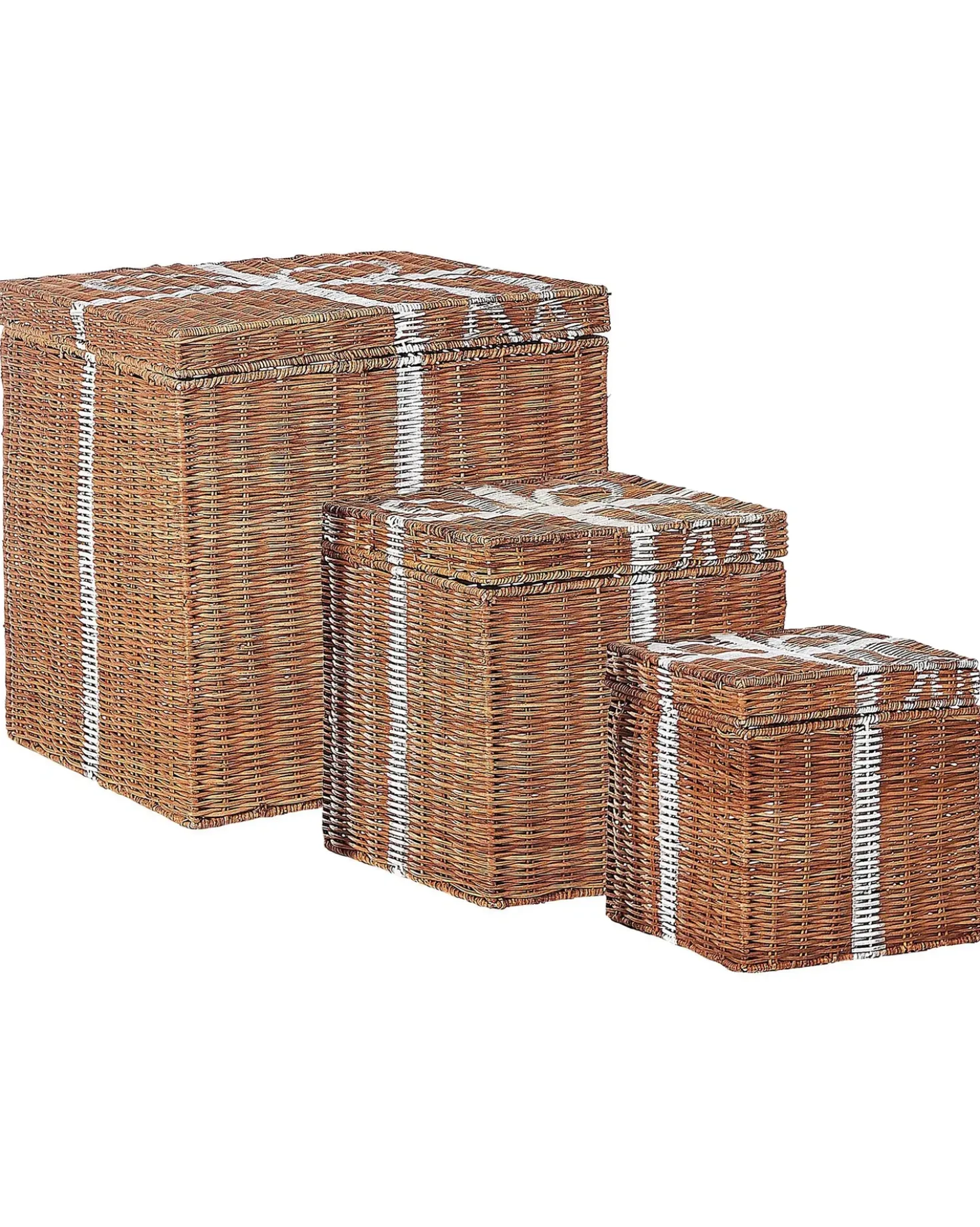 Set di 3 cestini Regali di Natale CADEAU Rattan Naturale