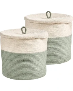 Set di 2 cestini SILOPI Cotone Beige chiaro/Verde