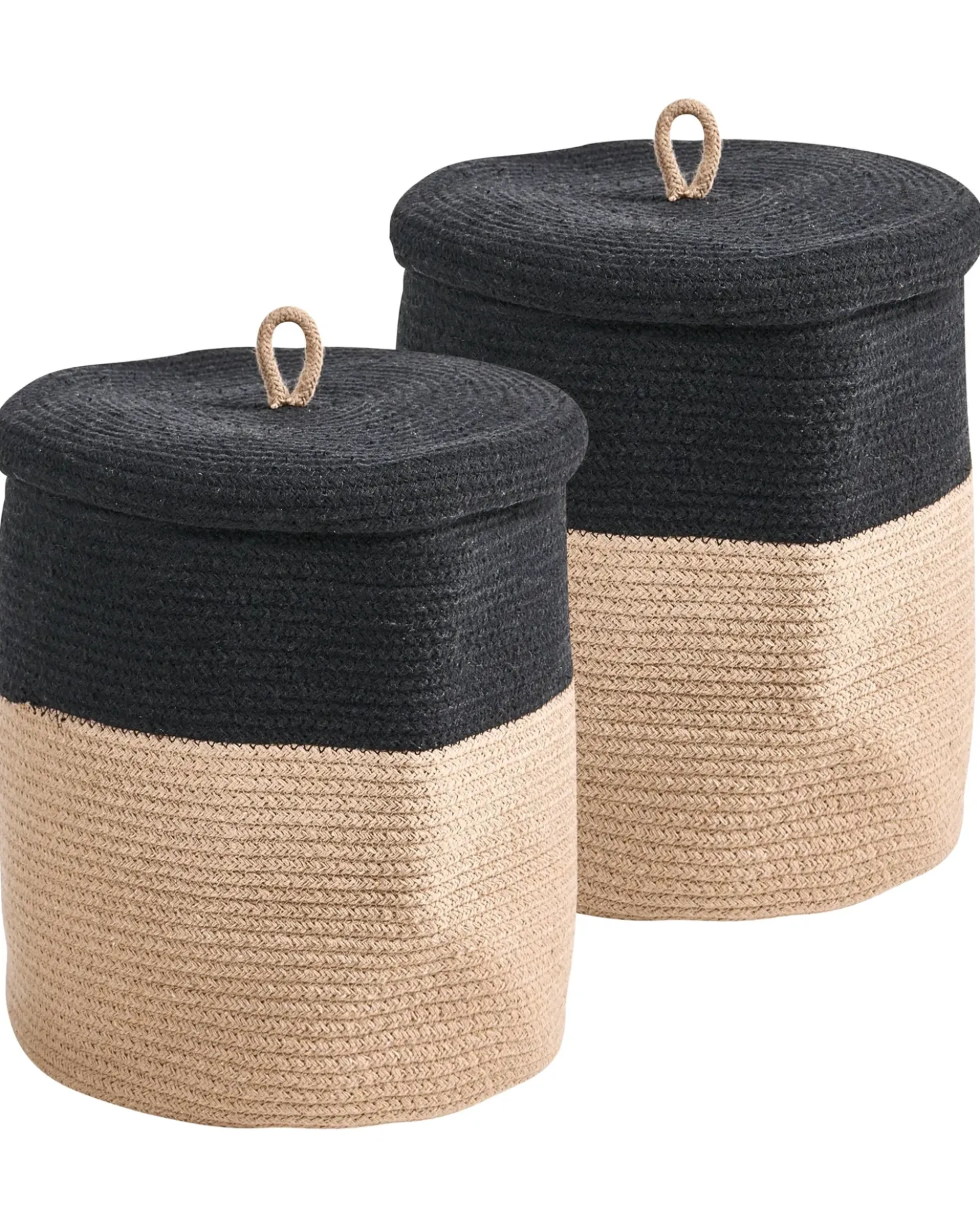 Set di 2 cestini SILOPI Cotone Nero/Beige