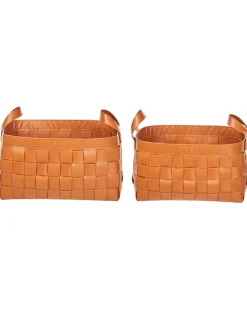 Set di 2 cestini SIPPAR Pelle sintetica Marrone dorato