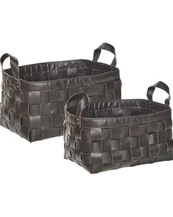 Set di 2 cestini SIPPAR Pelle sintetica Marrone scuro