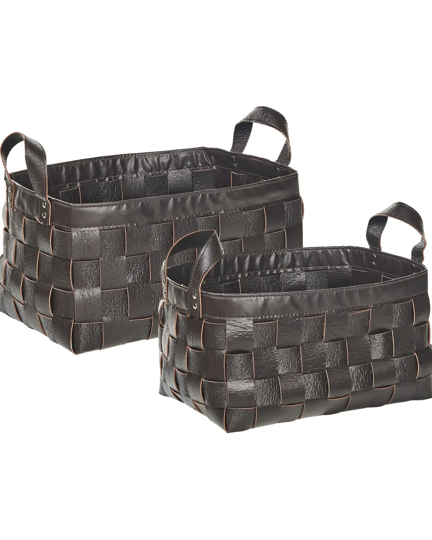 Set di 2 cestini SIPPAR Pelle sintetica Marrone scuro