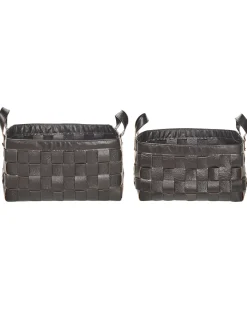 Set di 2 cestini SIPPAR Pelle sintetica Marrone scuro