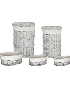 Set di 5 cestini VAKARI Legno di salice Bianco 55/89 L