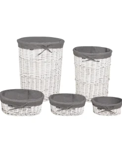 Set di 5 cestini VAKARI Legno di salice Grigio 55/89 L