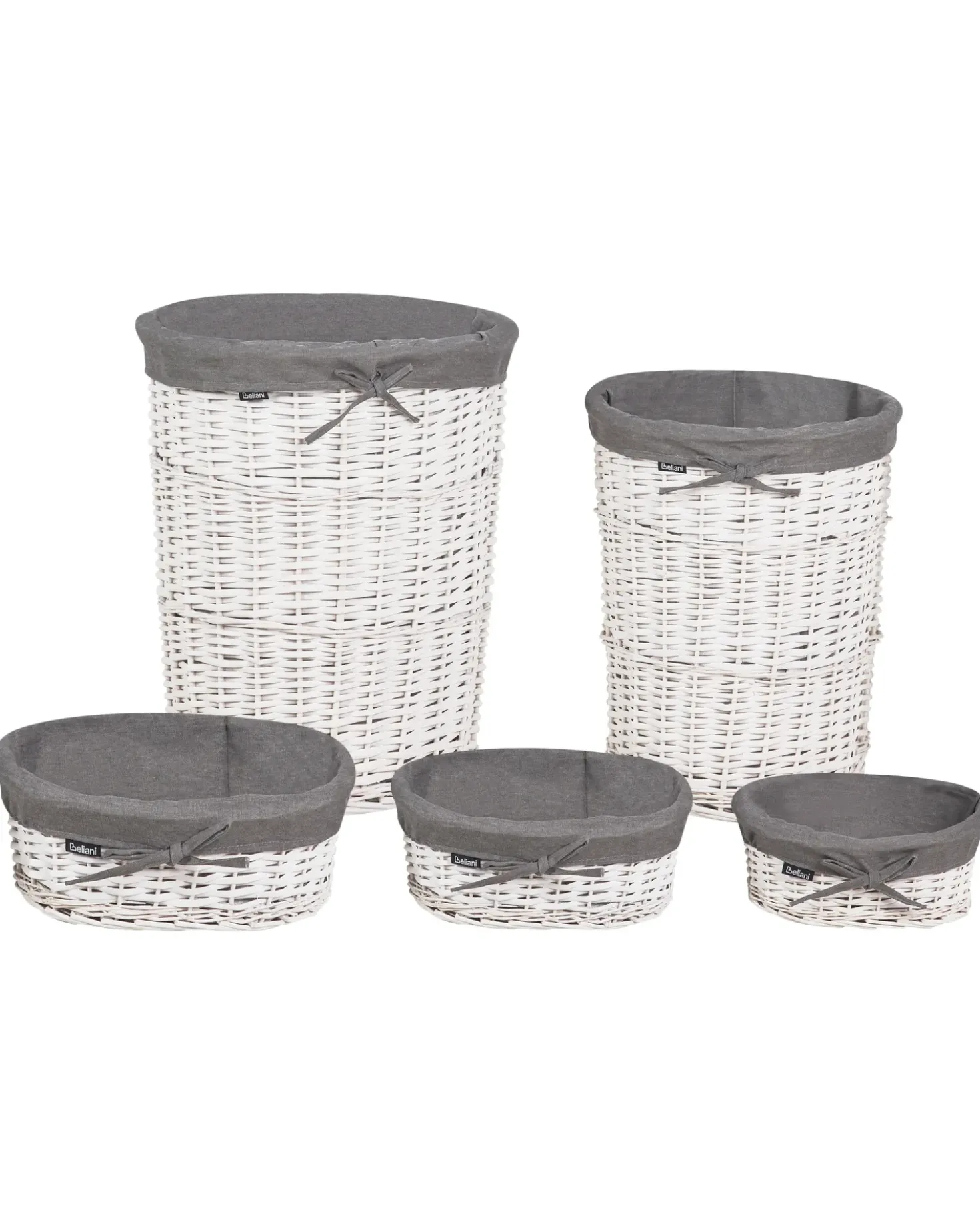 Set di 5 cestini VAKARI Legno di salice Grigio 55/89 L