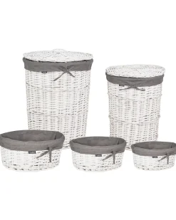 Set di 5 cestini VAKARI Legno di salice Grigio 55/89 L