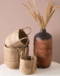 Set di 3 cestini WADH Iuta Naturale