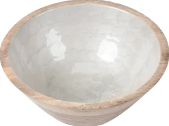 Set di 2 ciotole decorative ARISH Legno di mango Marrone/Bianco