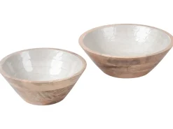 Set di 2 ciotole decorative ARISH Legno di mango Marrone/Bianco