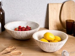 Set di 2 ciotole decorative SIWA Legno di mango Marrone chiaro