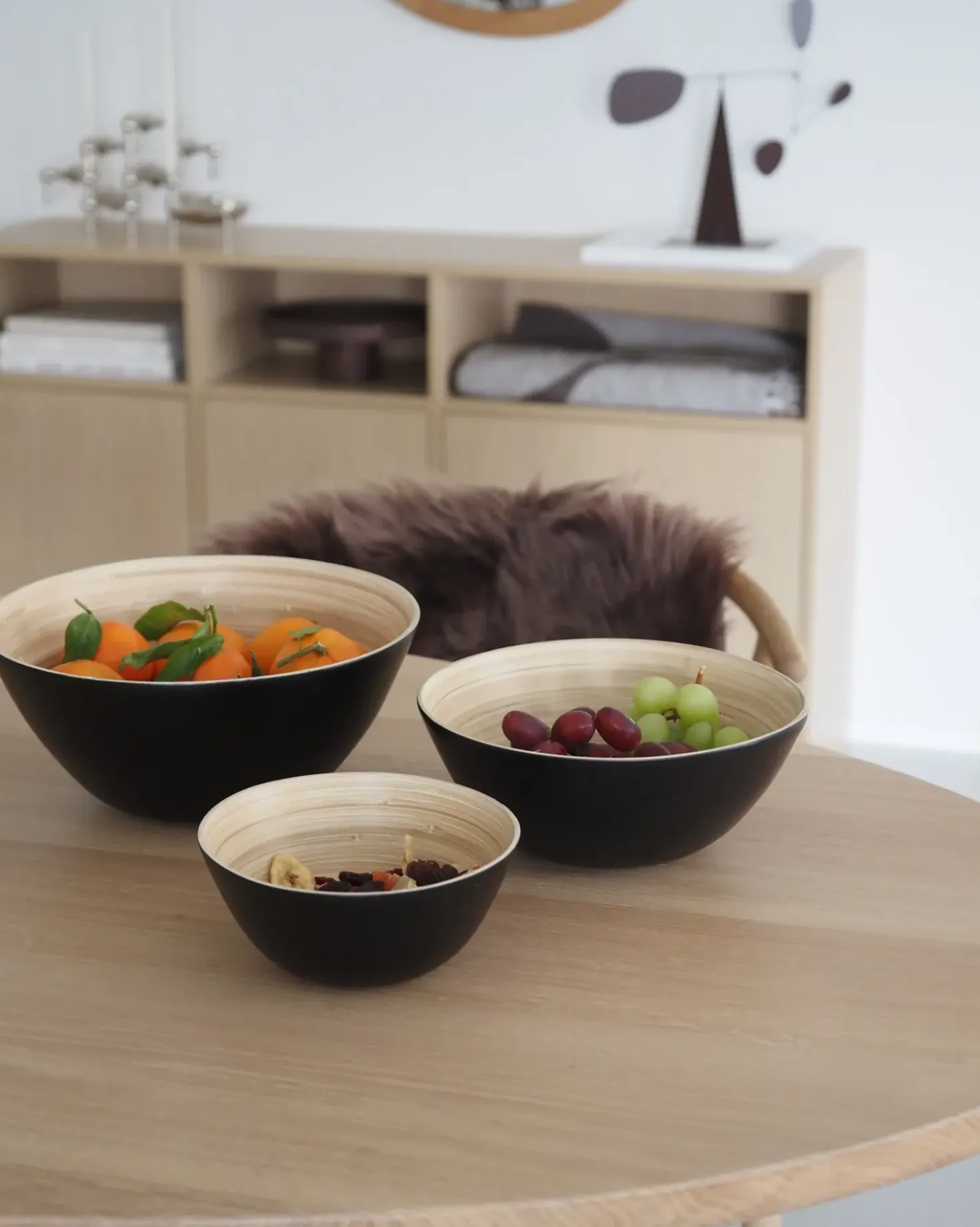 Set di 3 ciotole decorative BONHEUR Bambù Nero