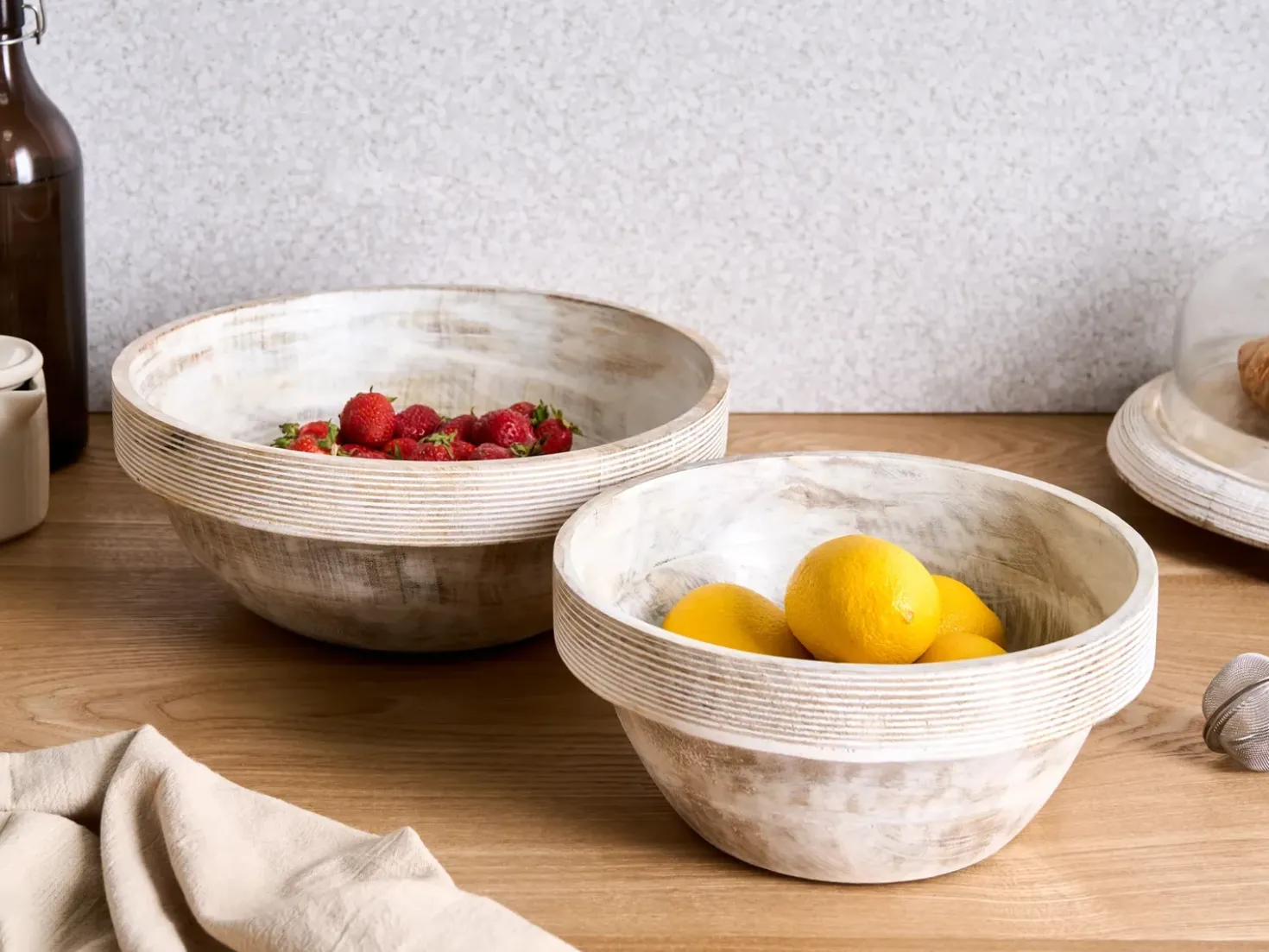Set di 2 ciotole decorative MINYA Legno di mango Marrone chiaro