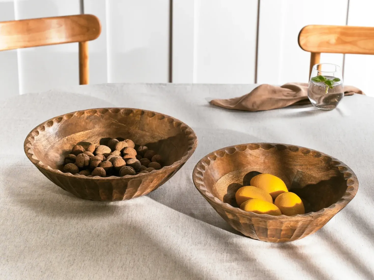 Set di 2 ciotole decorative SOHAG Legno di mango Marrone