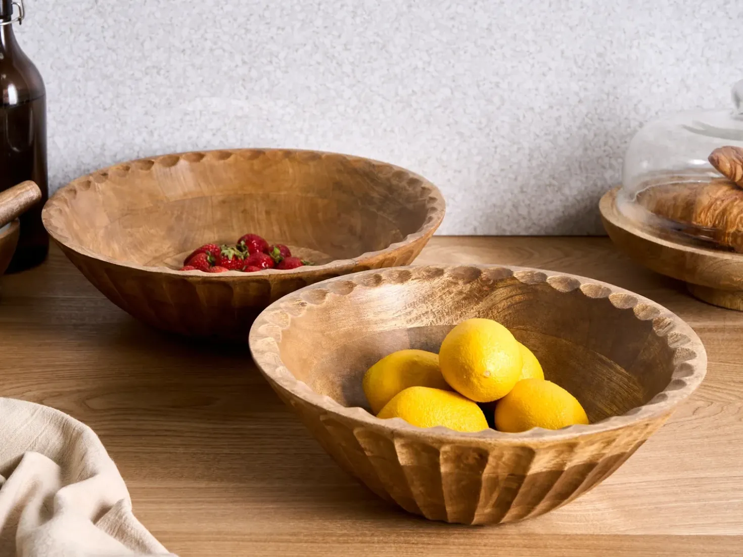 Set di 2 ciotole decorative SOHAG Legno di mango Marrone