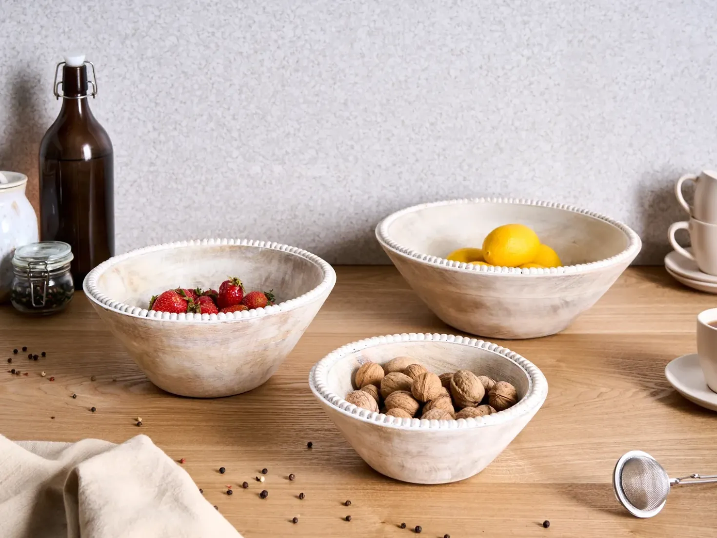 Set di 3 ciotole decorative TANTA Legno di mango Marrone chiaro