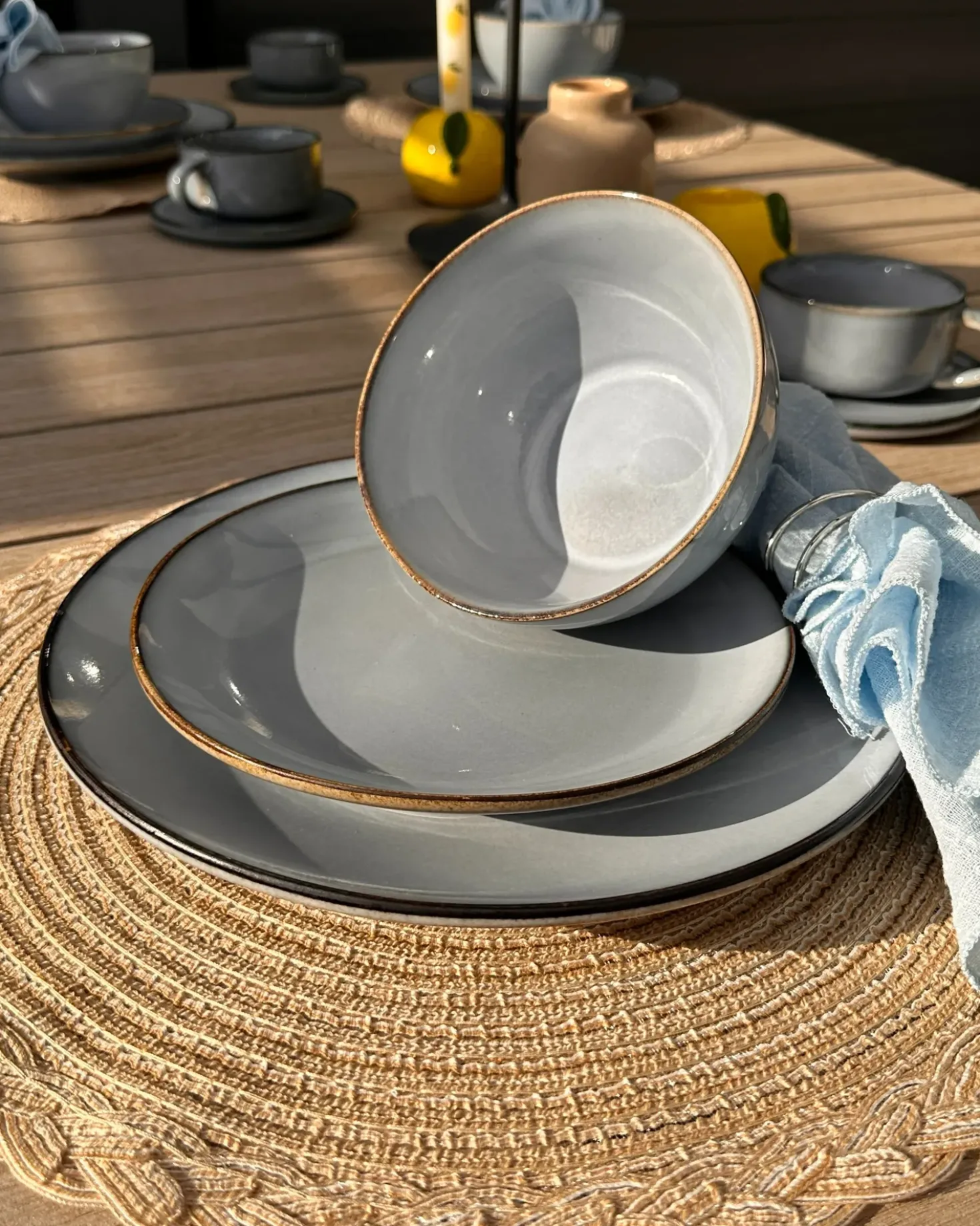 Set di 4 ciotole JUNIPER Gres porcellanato Azzurro