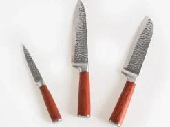 Set di 3 coltelli Acciaio Damasco KASHIWA Marrone