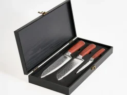 Set di 3 coltelli Acciaio Damasco KASHIWA Marrone