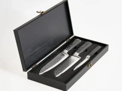 Set di 3 coltelli Acciaio Damasco KASHIWA Nero