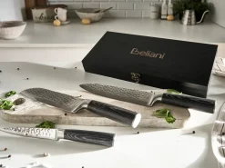 Set di 3 coltelli Acciaio Damasco KASHIWA Nero