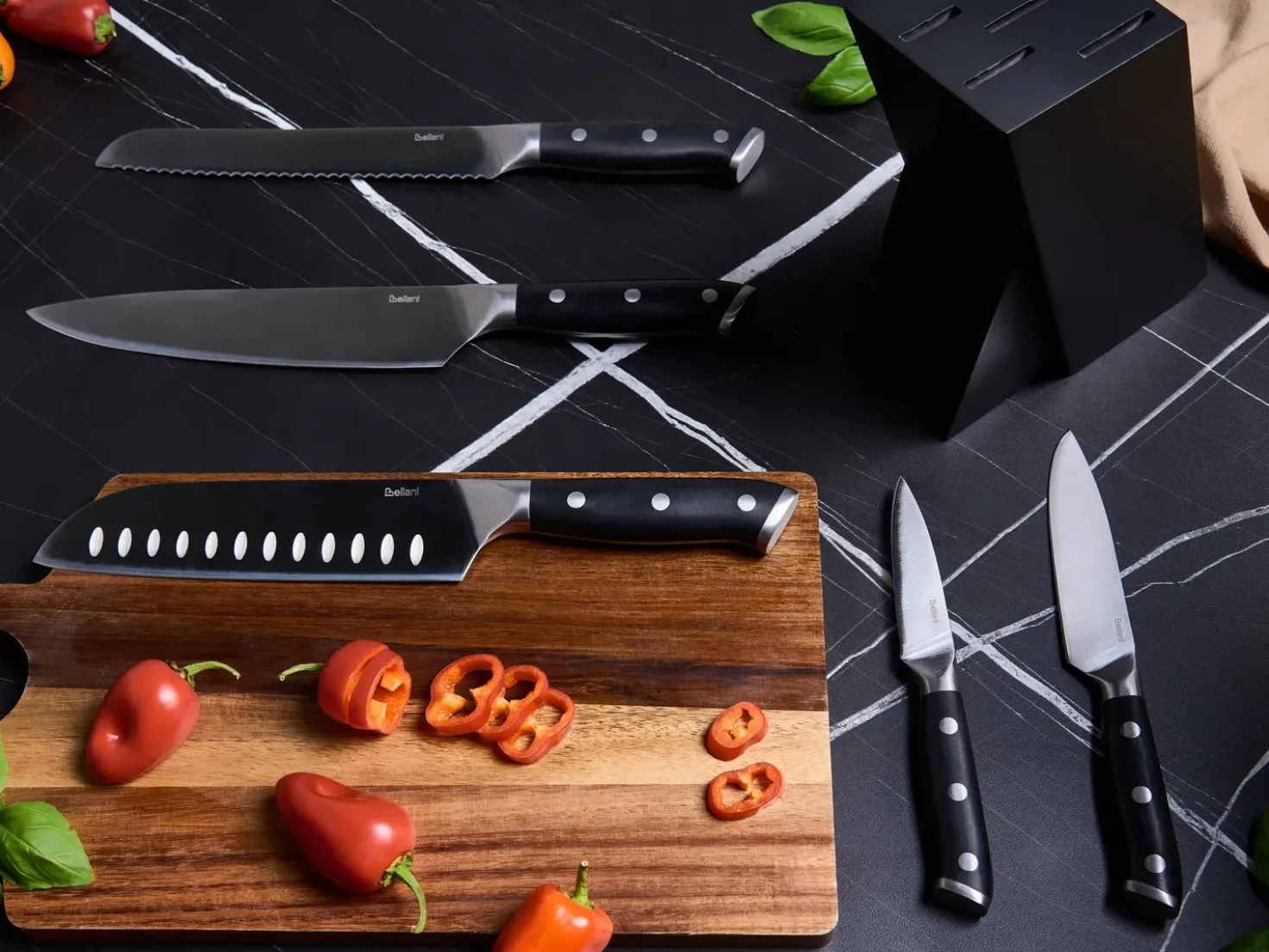 Set di 5 coltelli con ceppo IKEDA Nero