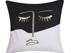 Set di 2 cuscini ABELIA Cotone 45 x 45 cm Nero/Bianco Trama astratta