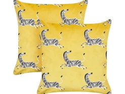 Set di 2 cuscini ACONITUM Velluto 45 x 45 cm Giallo Trama animale