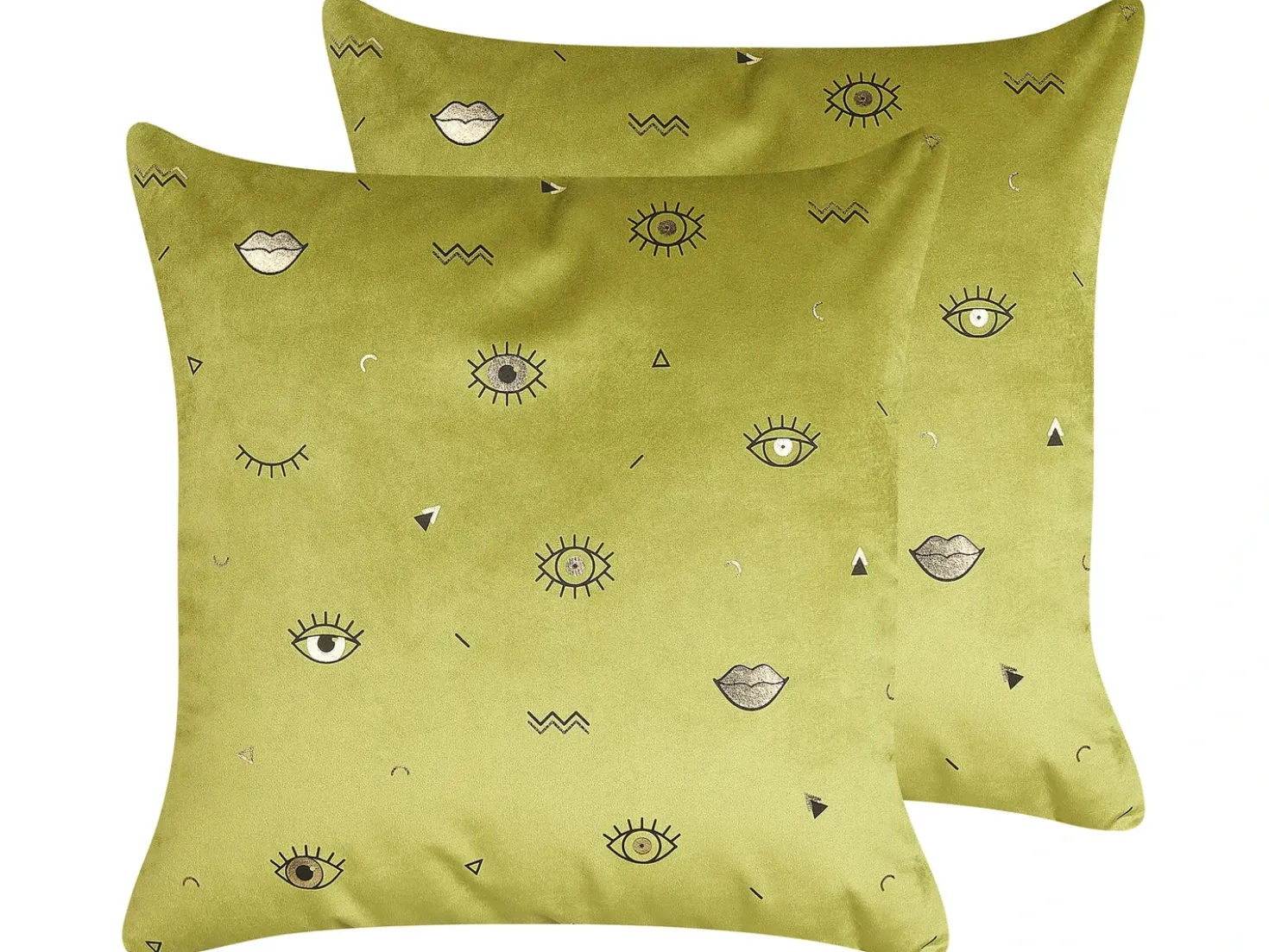 Set di 2 cuscini AEONIUM Velluto 45 x 45 cm Verde oliva Trama astratta